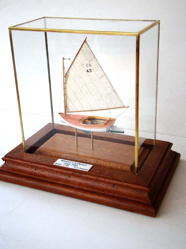 A fabulous miniature scale model of a circa 1921 BEETLE CATBOAT
